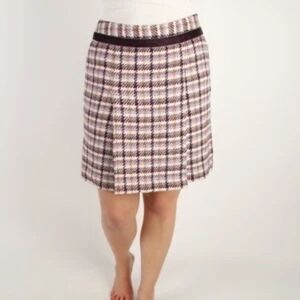 Ann Taylor Loft Women's 8 Purple Beige Wool Blend Skirt A-Line Lined Y2K Vintage